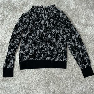 Medium black and gray fuzzy Athleta hoodie